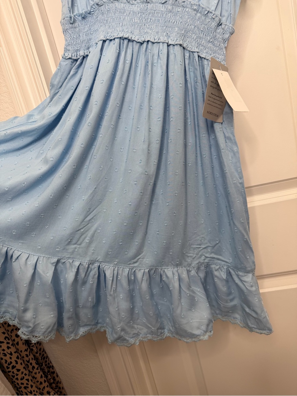 Lime Lush Baby Blue Swiss Dot Lace Detail Mini Dress Small NWT!! - Picture 8 of 12